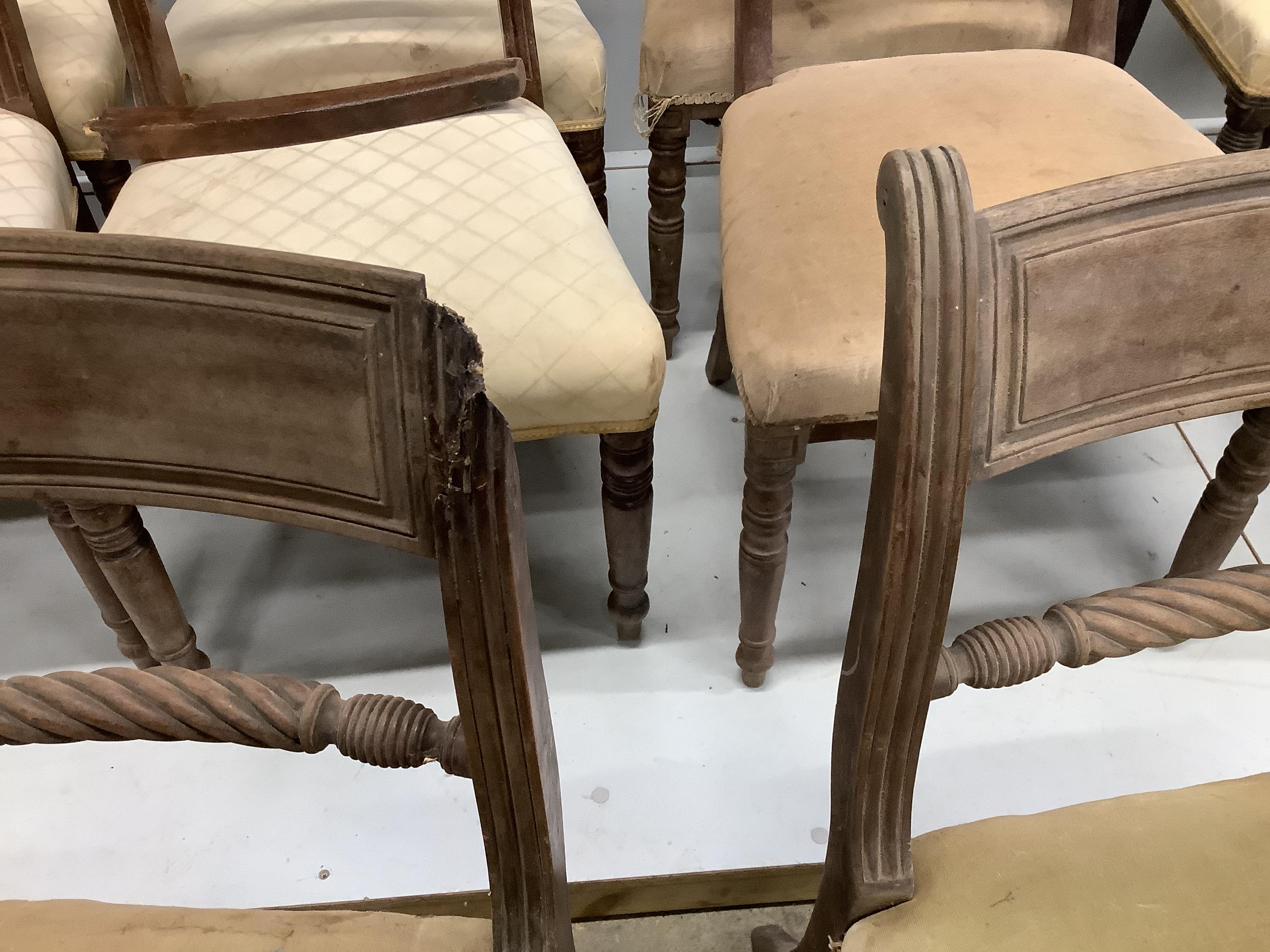 Fifteen various Regency mahogany dining chairs (some a.f.)